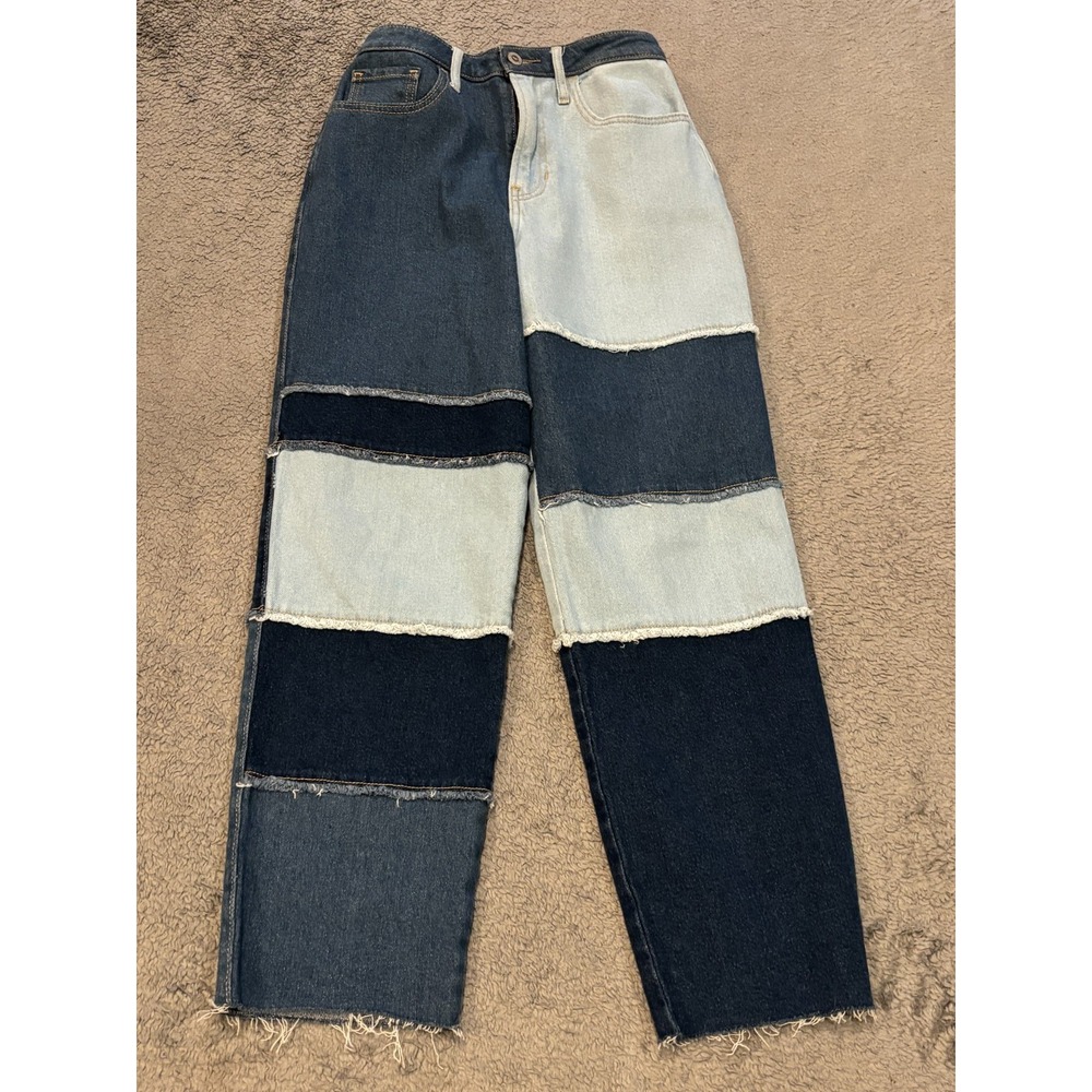 Hollister Jeans Womens 26x26 Blue Denim High Rise Vintage Straight Patchwork
